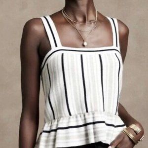 BANANA REPUBLIC Sweater Gray Striped Tank Size M Petite Luxuriously Posh & Soft